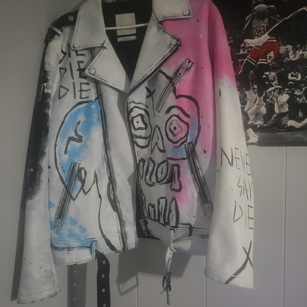 Pull&Bear Multicolor Graphic Biker Jacket